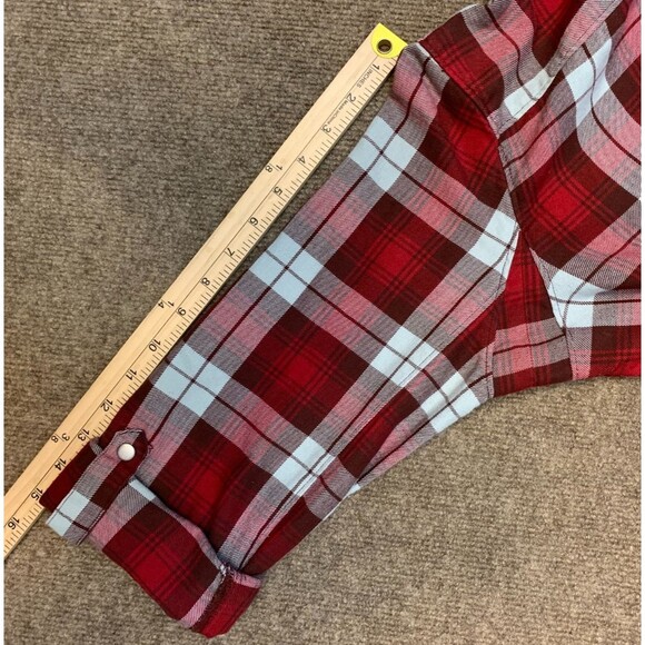 Duluth Trading Shirt Womens L Plaid Flannel Tunic Snap Tab Long Sleeve Pullover - Picture 8 of 11